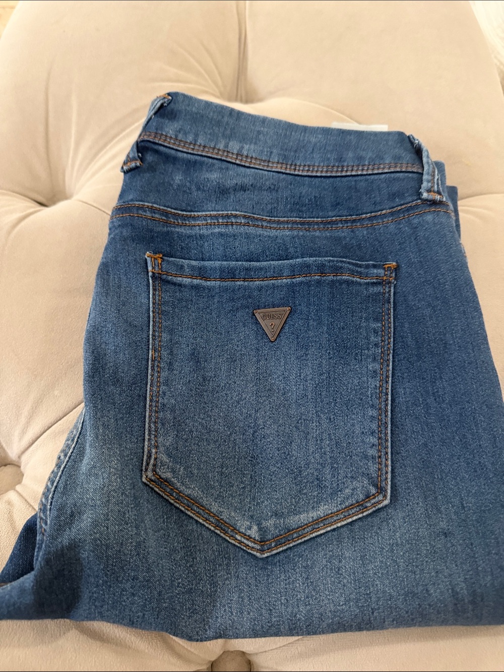 Guess Women's Dark Blue Skinny Jeans with Triangle Logo